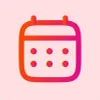 A red and pink icon of a calendar
