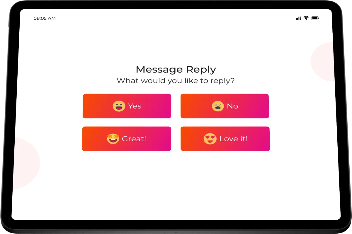 A screenshot of the message peply app