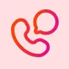 A pink and orange phone with a pink background