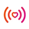 A red heart is on a white background