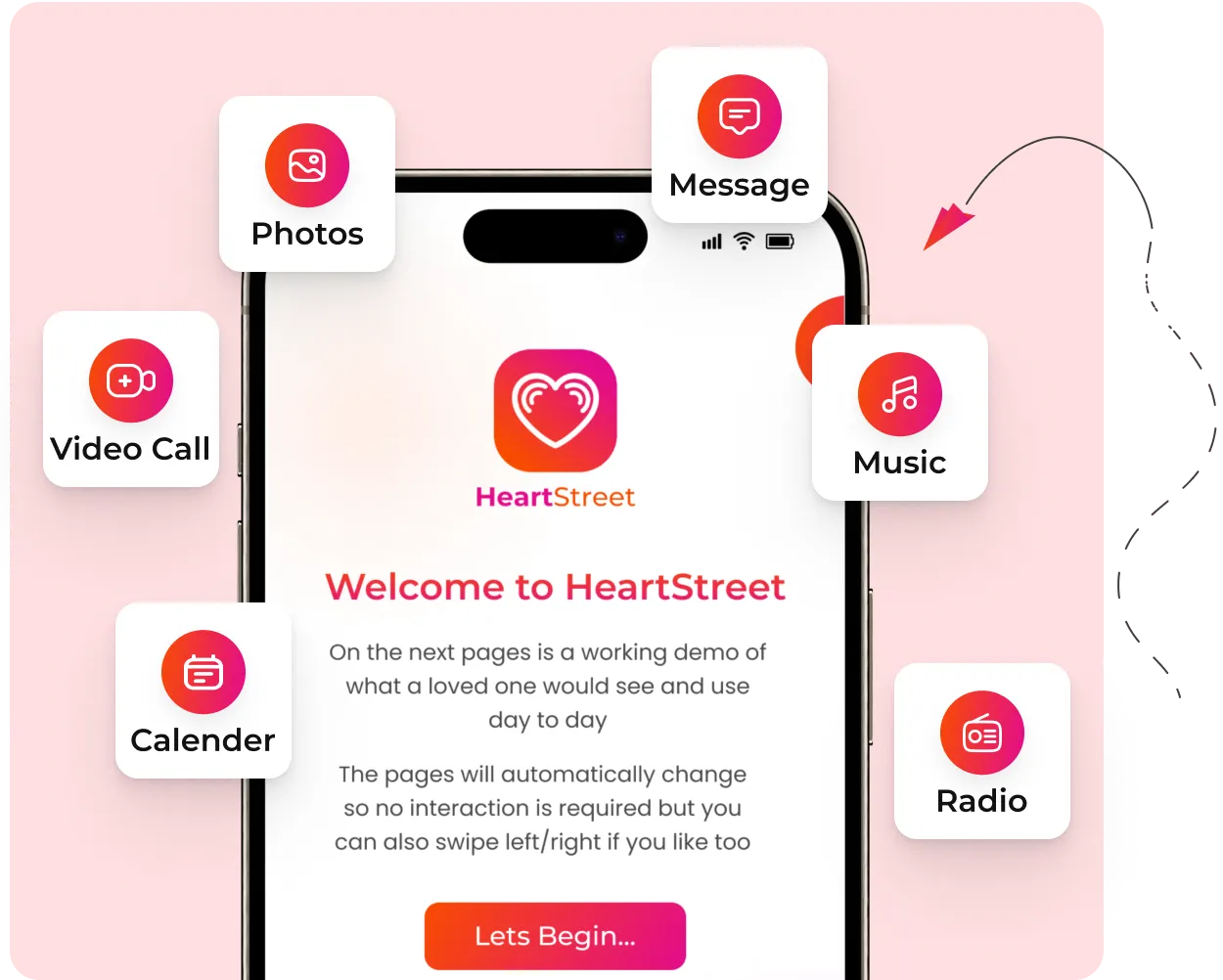 A cell phone with the heart street app on the screen