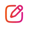 A red and pink icon with a pen