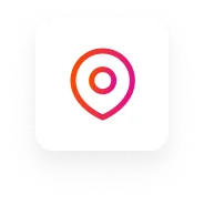 A white square with a red pin on it
