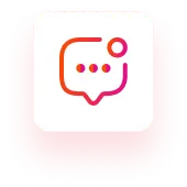 A red and white square with a speech bubble