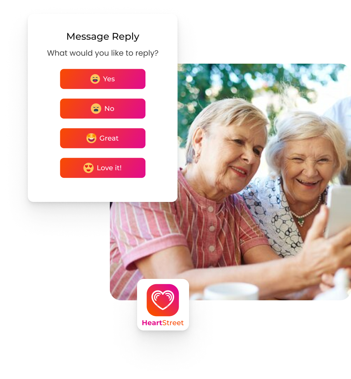 HeartStreet app messaging interface showing a conversation between family members