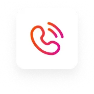 A white square with a pink and red logo on it