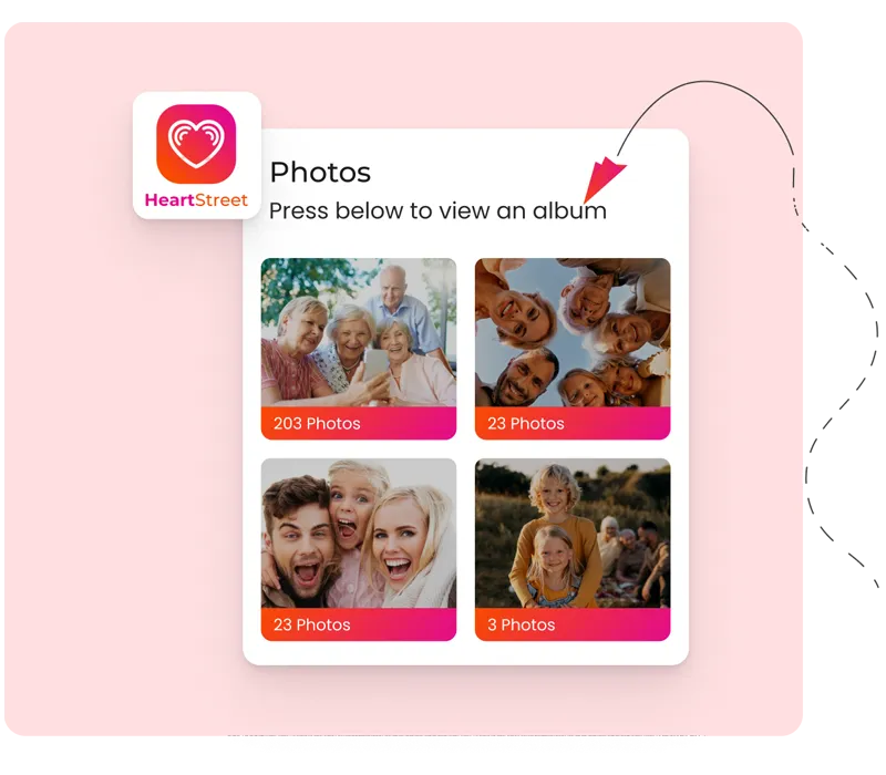 A picture of a group of people on a pink background