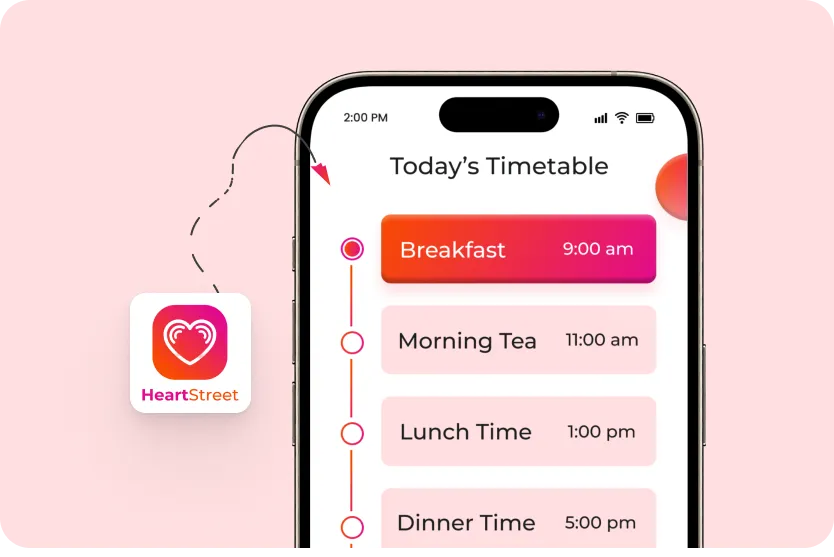 A phone with a breakfast app on the screen