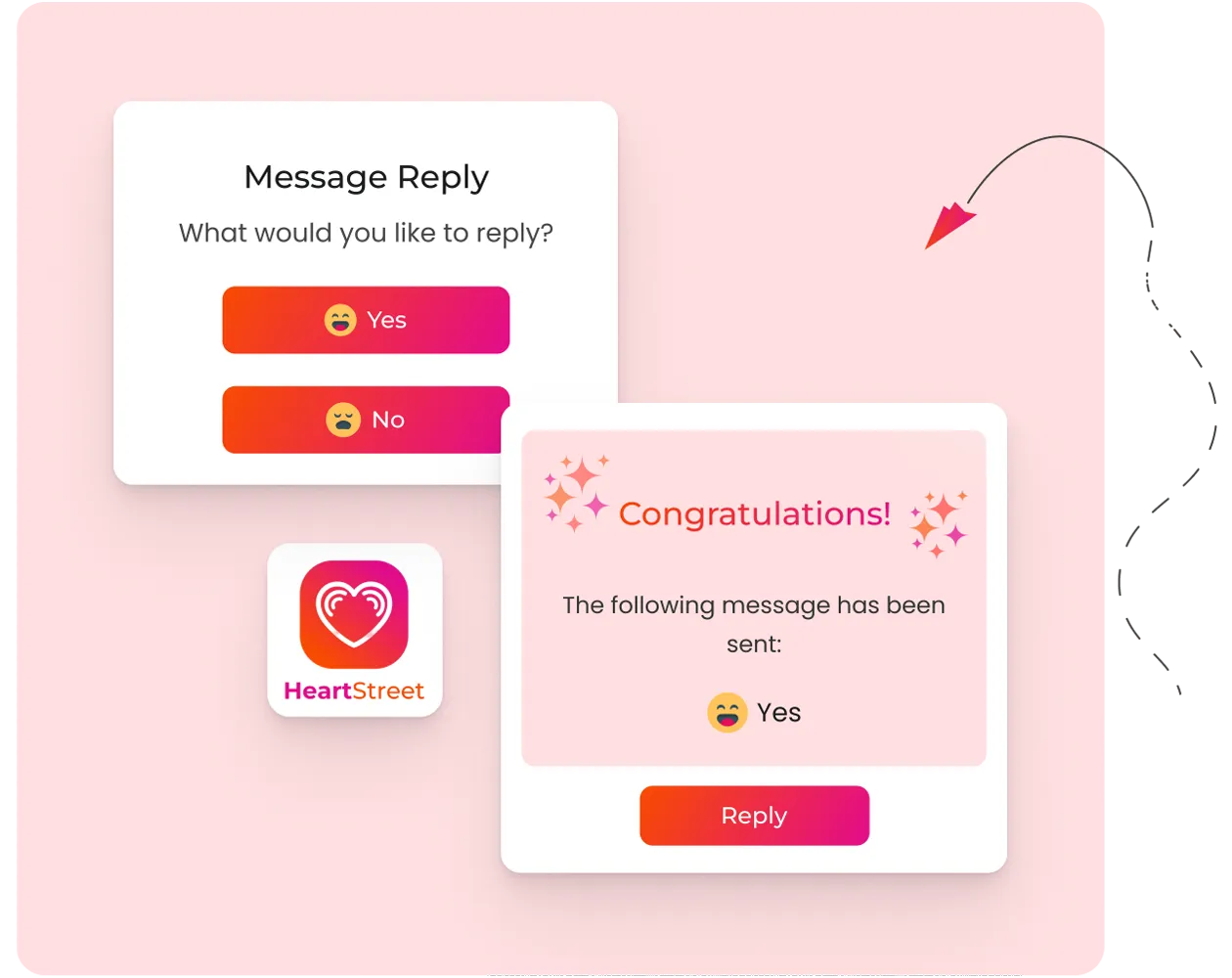 A screen shot of a text message on a pink background