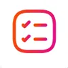 A red and pink square with a check mark on it