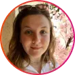 A picture of a girl in a pink circle