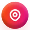 A red ball with a white pin on it