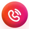 A red ball with a white logo on it