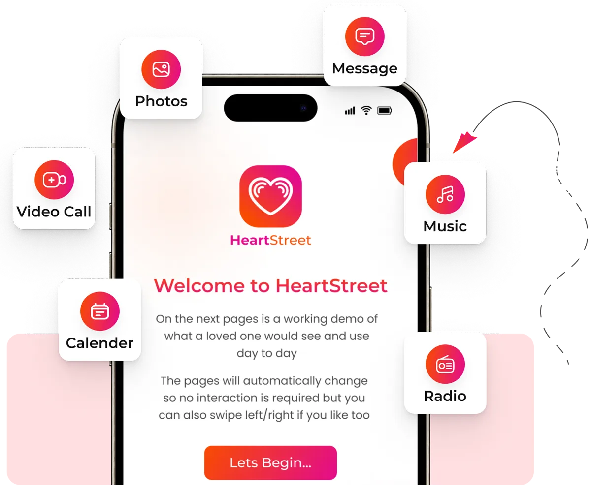 A cell phone with heartstreet on the screen